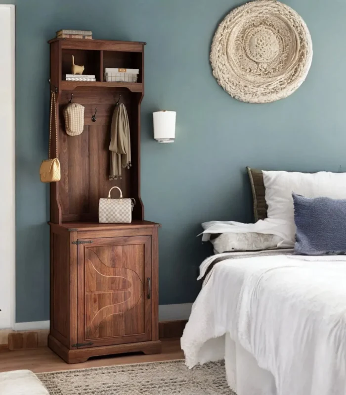 Trailhead Hall Tree - Rustic Wood Entry Organizer with Shoe Storage