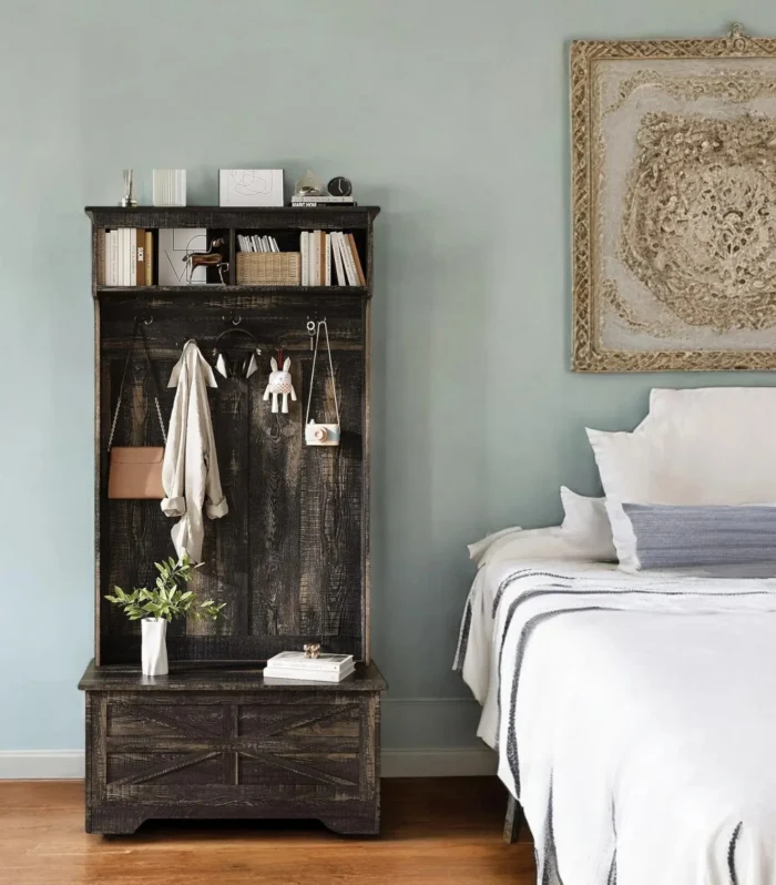 Timber Hall Tree 70.9-in - Hooks and Storage Bench for Entryway