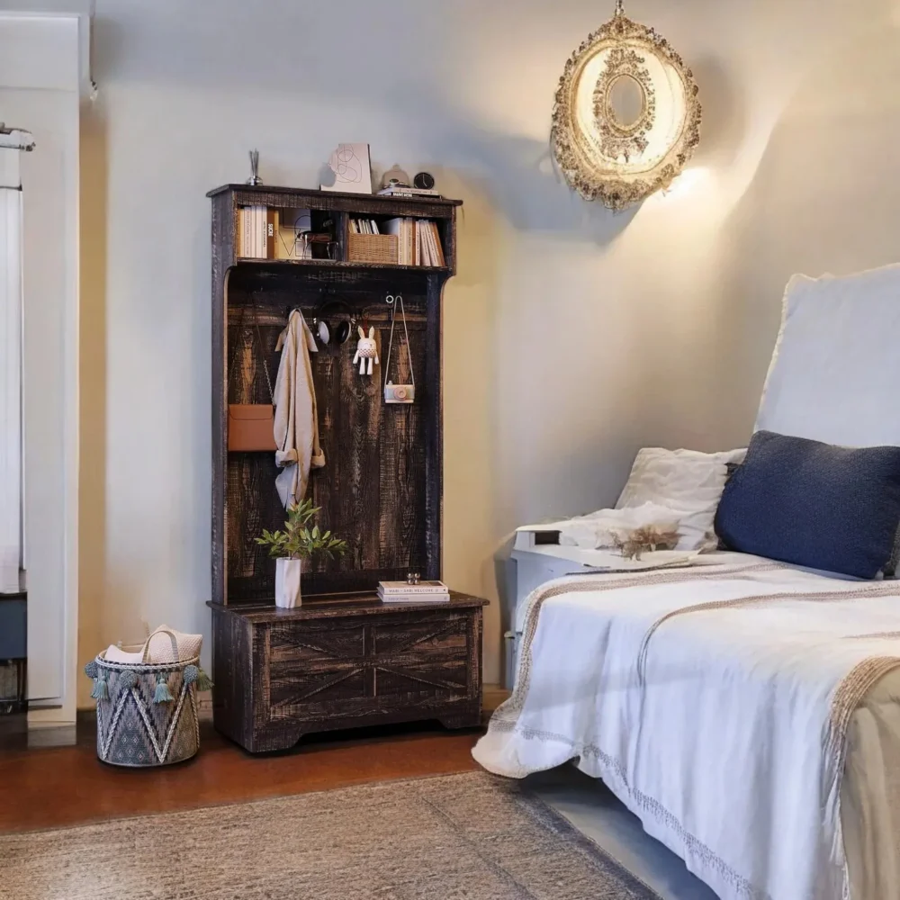 Timber Hall Tree 70.9-in - Hooks and Storage Bench for Entryway - Image 3