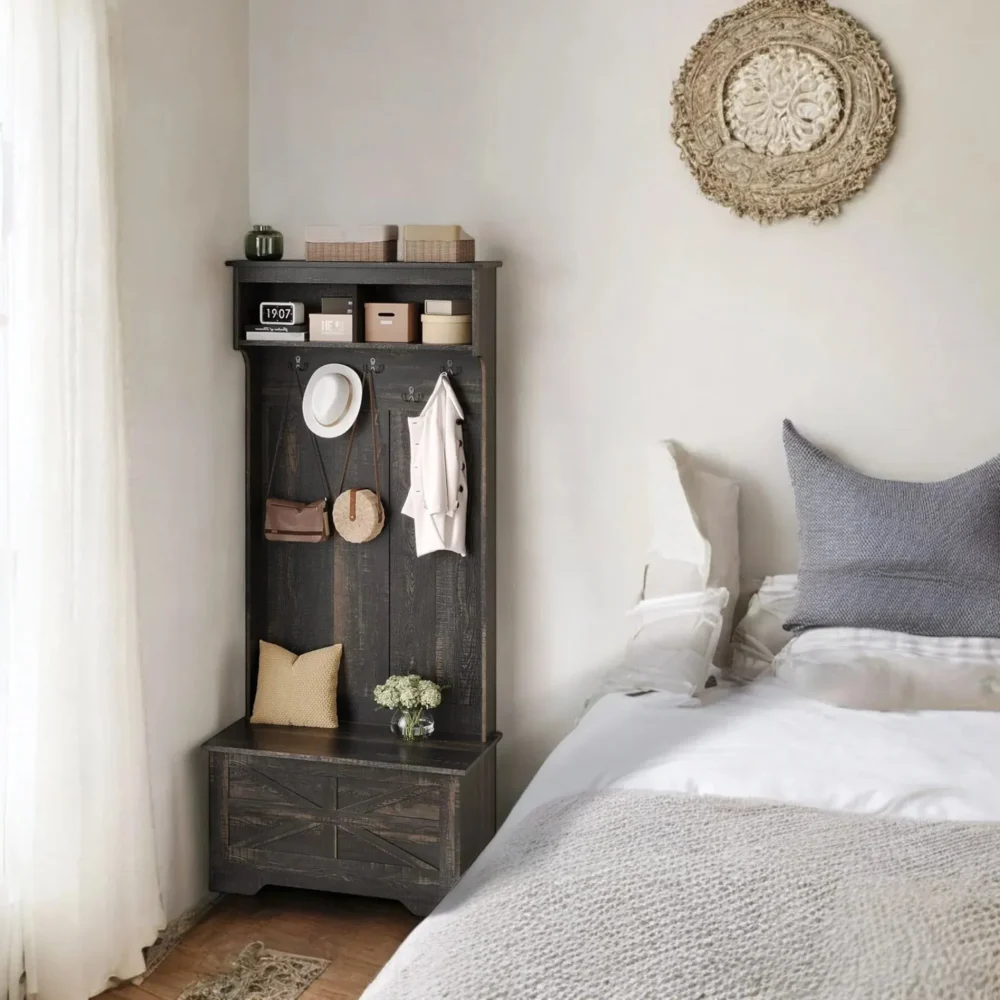 Timber Hall Tree 70.9-in - Hooks and Storage Bench for Entryway - Image 4