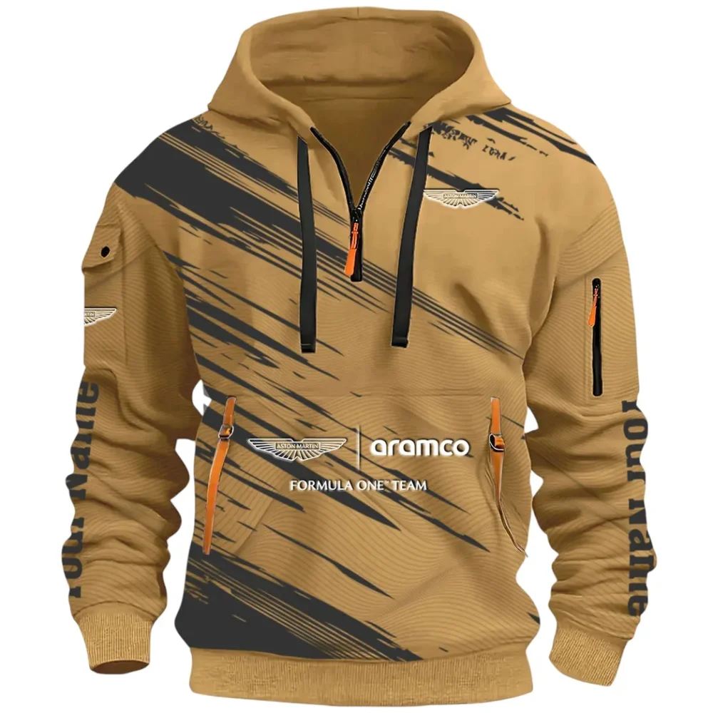 Elegant Grand Tourer Hoodie Half Zip 3D, Casual Fit for Everyday Wear Hoodie CAR514 - Khaki - Image 2