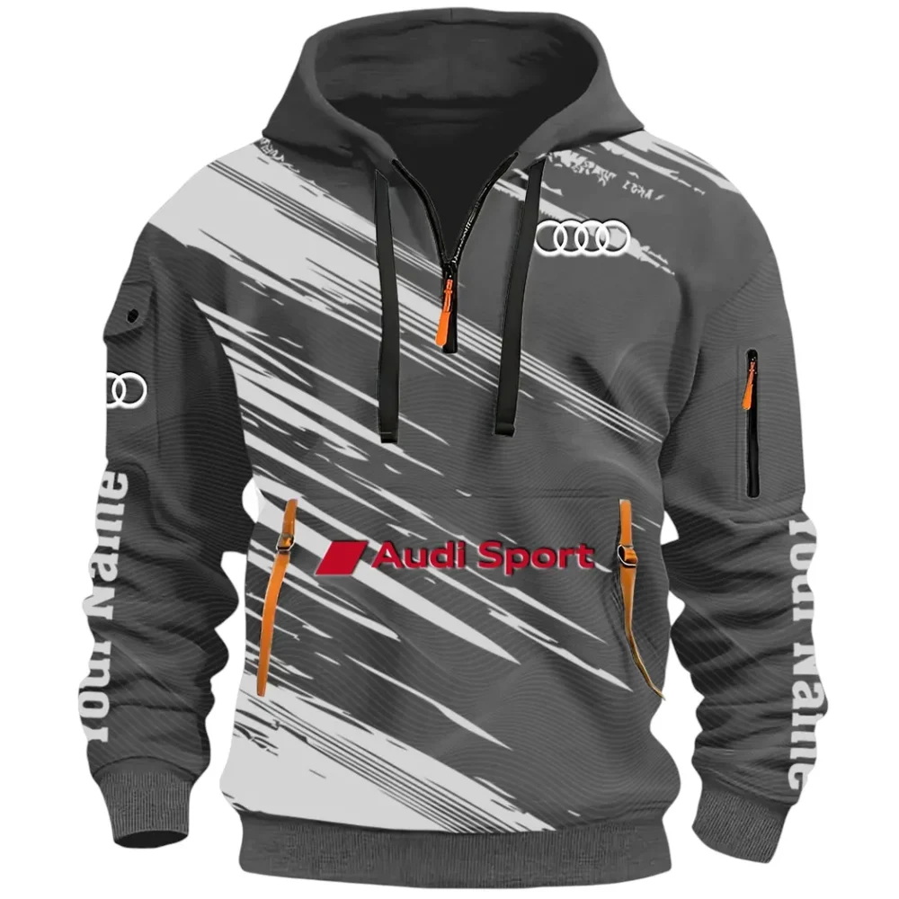Lifestyle Ride Hoodie Half Zip 3D, Sporty Urban Comfort Hoodie CAR514 - Dark Gray - Image 2
