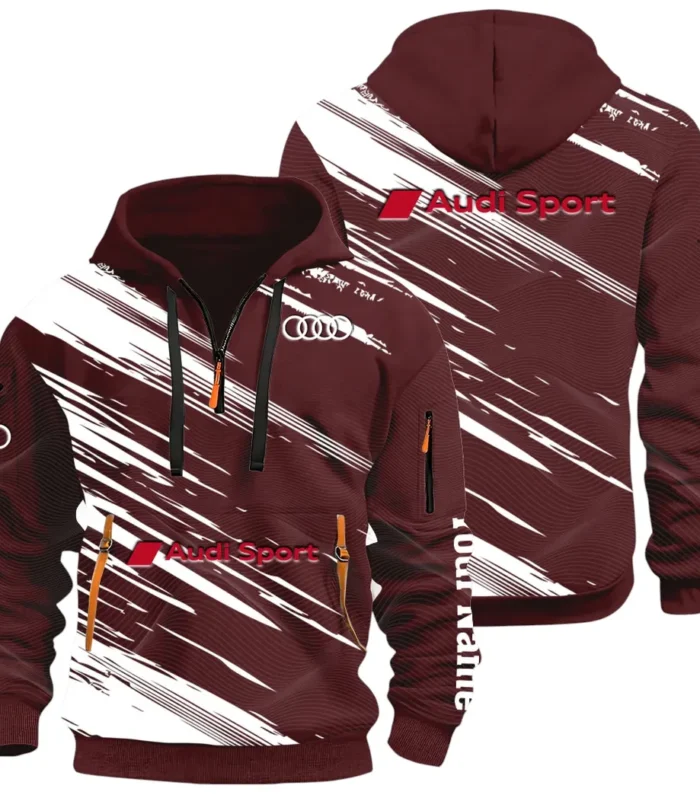 Lifestyle Ride Hoodie Half Zip 3D, Sporty Urban Comfort Hoodie CAR514 - Dark Red