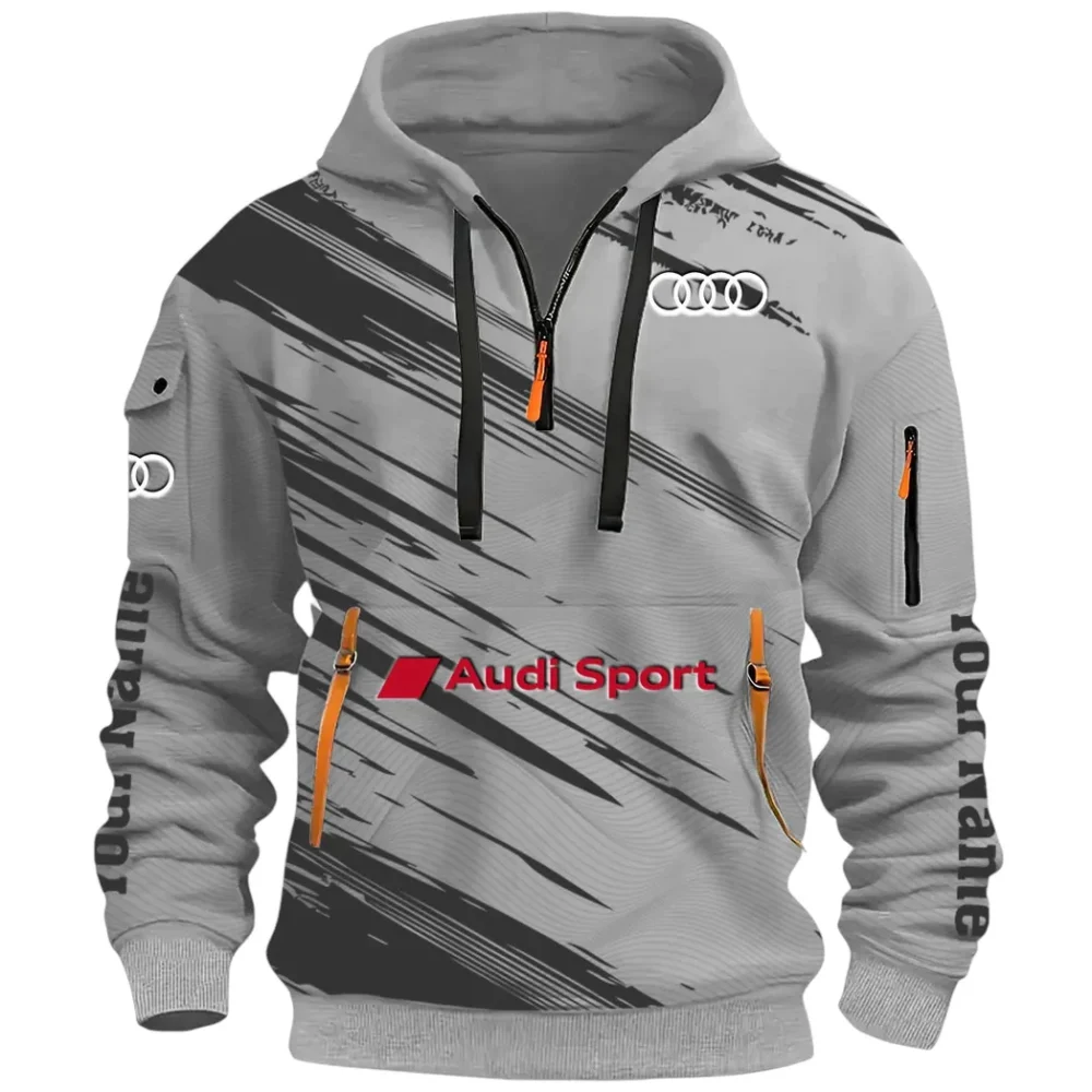 Lifestyle Ride Hoodie Half Zip 3D, Sporty Urban Comfort Hoodie CAR514 - Gray - Image 2