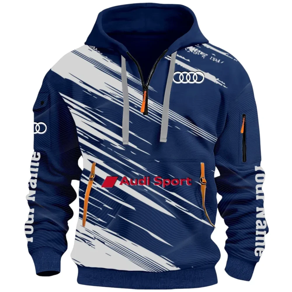 Lifestyle Ride Hoodie Half Zip 3D, Sporty Urban Comfort Hoodie CAR514 - Navy - Image 2