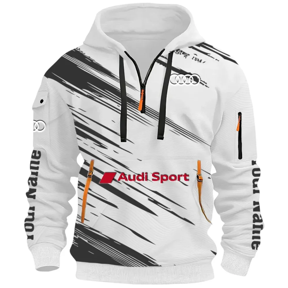 Lifestyle Ride Hoodie Half Zip 3D, Sporty Urban Comfort Hoodie CAR514 - White - Image 2