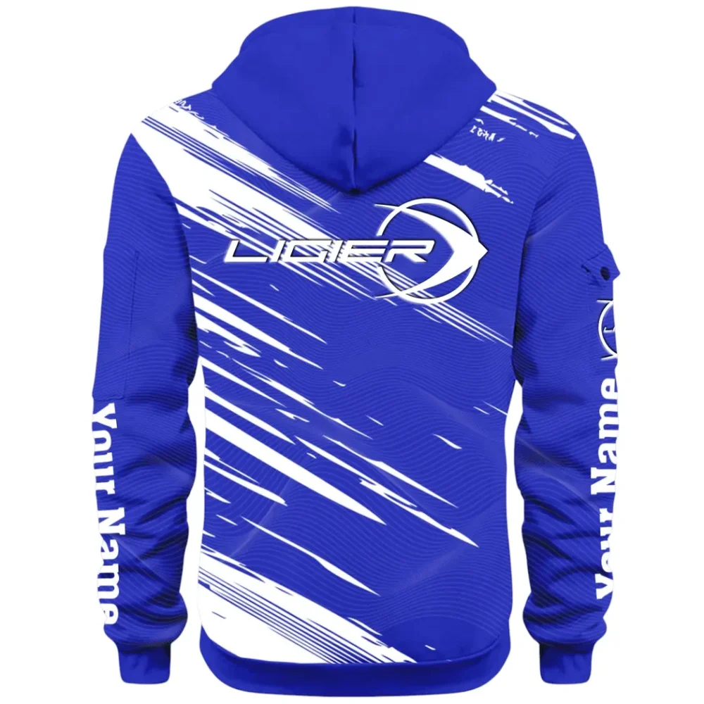 Racing Auto Hoodie Half Zip 3D, Streetwear Casual Look Outfit CAR514 - Blue - Image 3