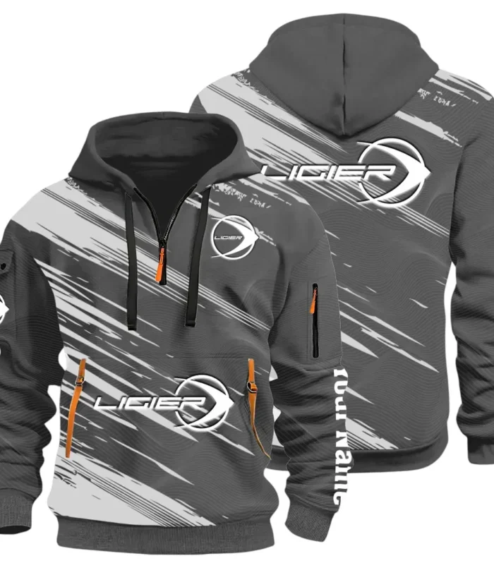 Racing Auto Hoodie Half Zip 3D, Streetwear Casual Look Outfit CAR514 - Dark Gray