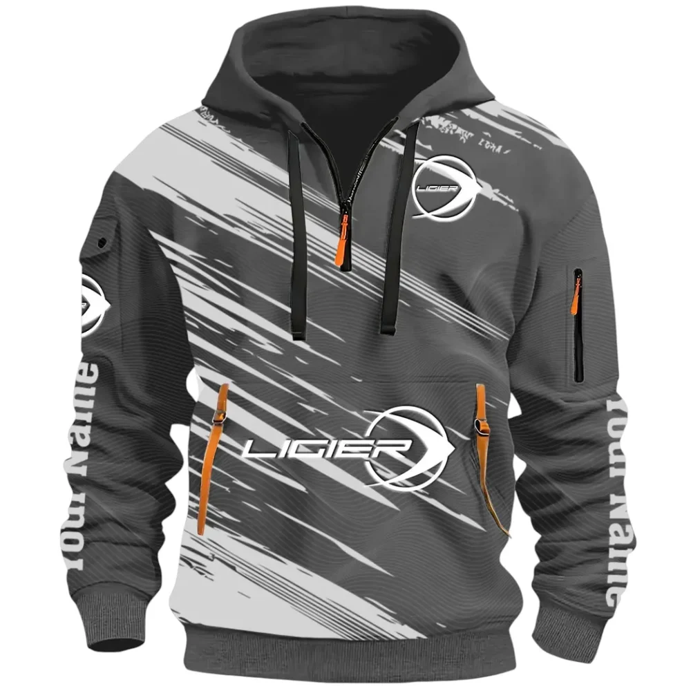 Racing Auto Hoodie Half Zip 3D, Streetwear Casual Look Outfit CAR514 - Dark Gray - Image 2