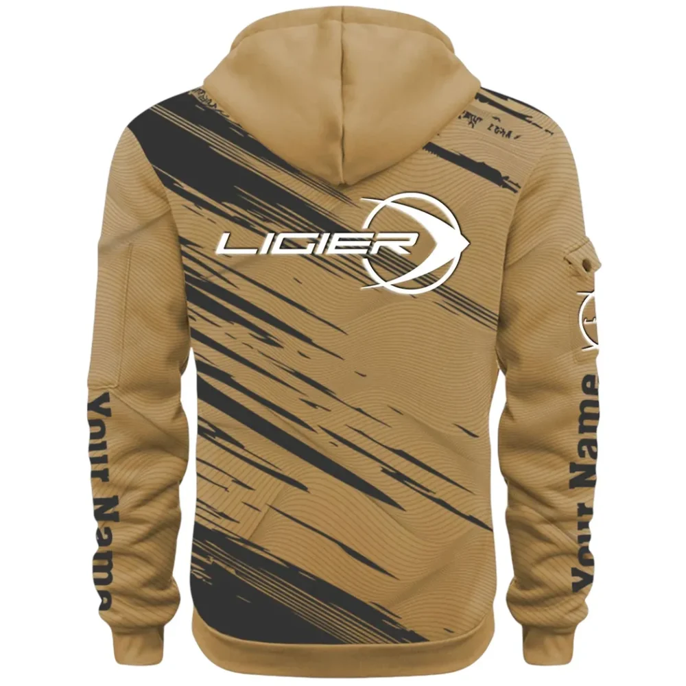 Racing Auto Hoodie Half Zip 3D, Streetwear Casual Look Outfit CAR514 - Khaki - Image 3