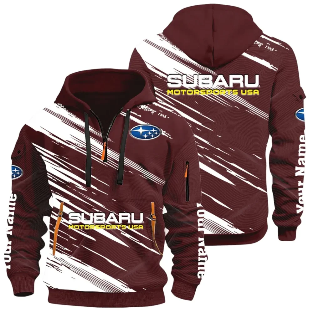 All-Wheel Drive Car Hoodie Half Zip 3D, Sporty Everyday Wear Hoodie CAR514 - Dark Red