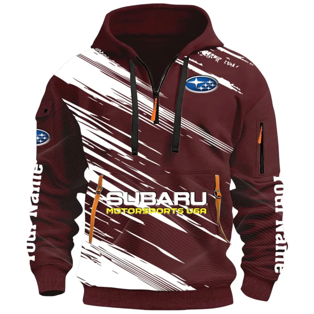All-Wheel Drive Car Hoodie Half Zip 3D, Sporty Everyday Wear Hoodie CAR514 - Dark Red - Image 2
