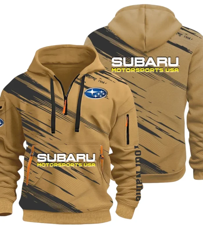 All-Wheel Drive Car Hoodie Half Zip 3D, Sporty Everyday Wear Hoodie CAR514 - Khaki