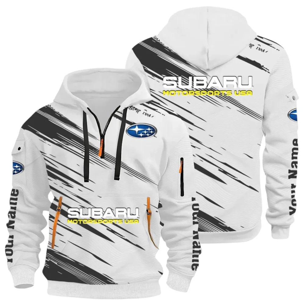 All-Wheel Drive Car Hoodie Half Zip 3D, Sporty Everyday Wear Hoodie CAR514 - White
