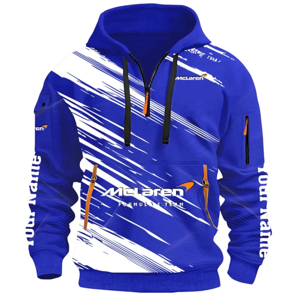 Track Monster Hoodie Half Zip 3D, Urban Casual Comfort Hoodie CAR514 - Blue - Image 2