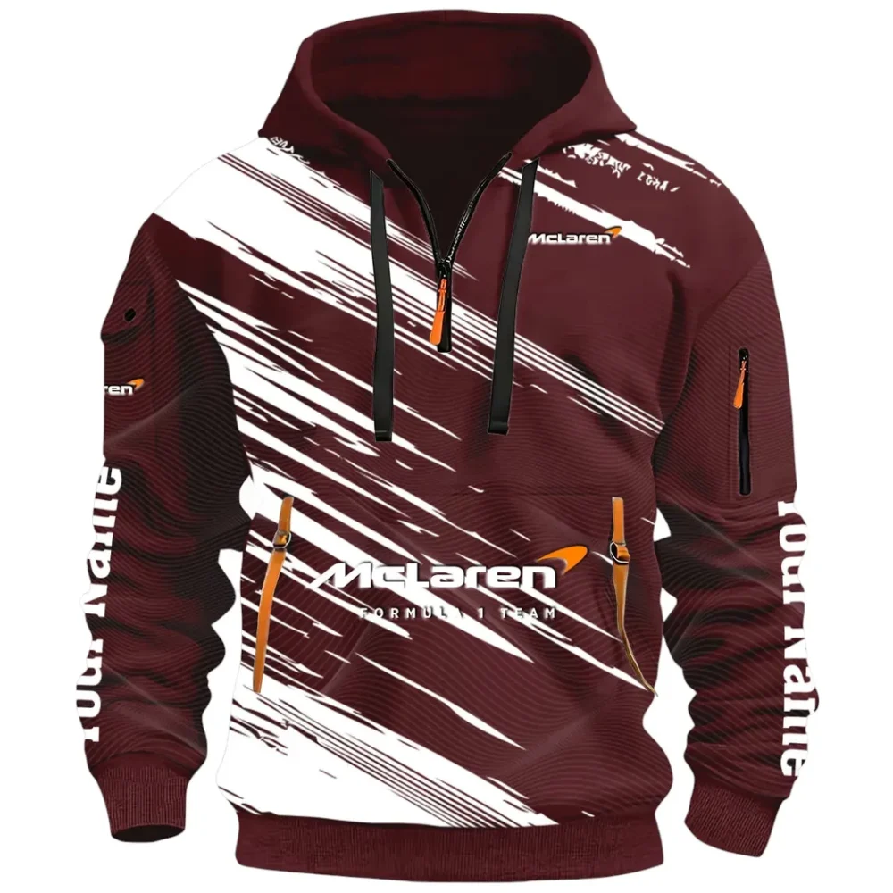 Track Monster Hoodie Half Zip 3D, Urban Casual Comfort Hoodie CAR514 - Dark Red - Image 2