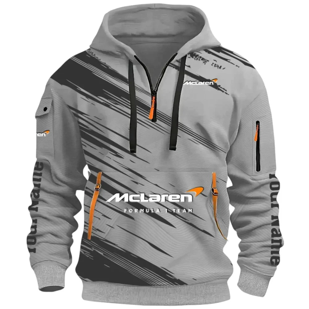 Track Monster Hoodie Half Zip 3D, Urban Casual Comfort Hoodie CAR514 - Gray - Image 2