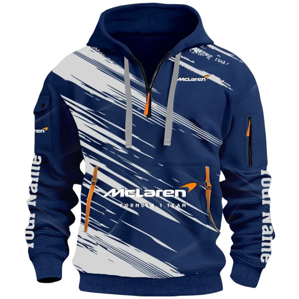 Track Monster Hoodie Half Zip 3D, Urban Casual Comfort Hoodie CAR514 - Navy - Image 2