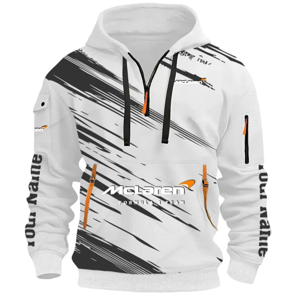 Track Monster Hoodie Half Zip 3D, Urban Casual Comfort Hoodie CAR514 - White - Image 2