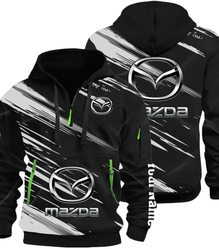 Sport Hatchback Hoodie Half Zip 3D, Classic Comfortable Hoodie Style CAR514 - Black