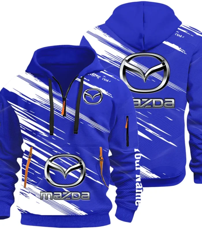 Sport Hatchback Hoodie Half Zip 3D, Classic Comfortable Hoodie Style CAR514 - Blue