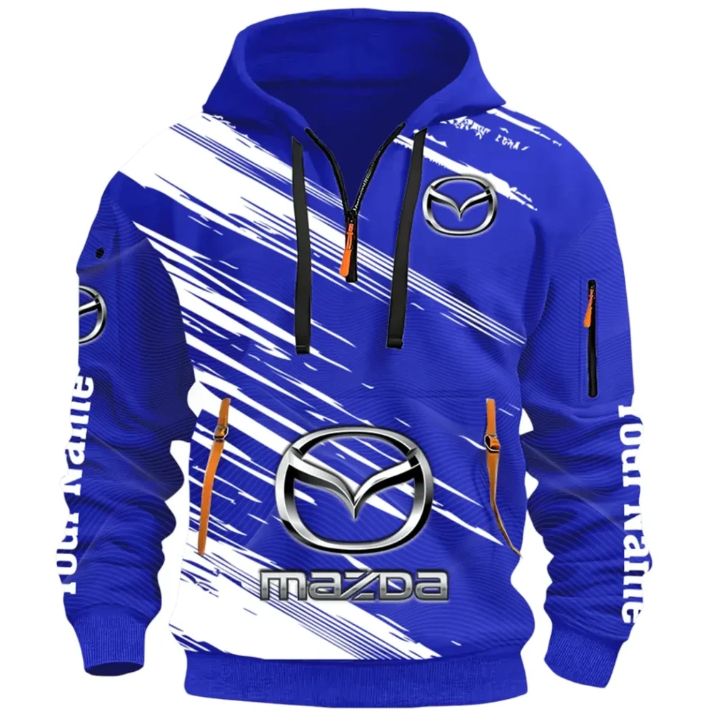 Sport Hatchback Hoodie Half Zip 3D, Classic Comfortable Hoodie Style CAR514 - Blue - Image 2