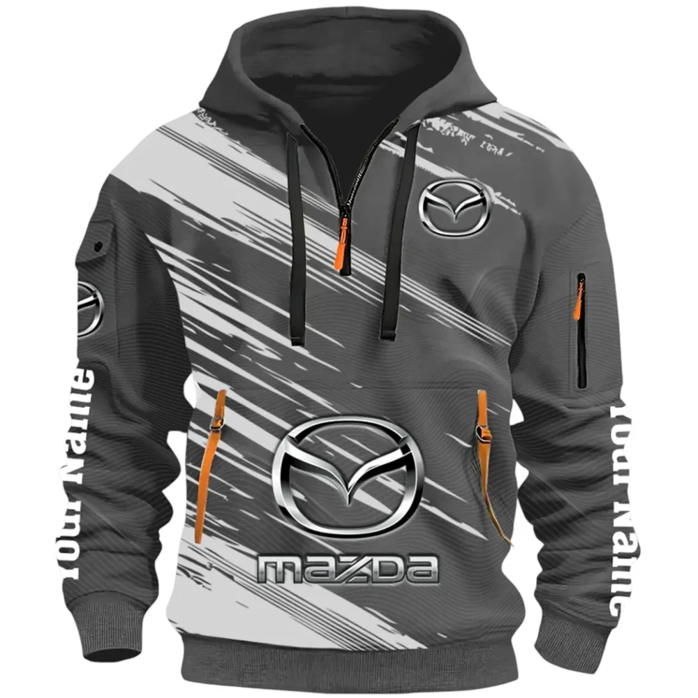 Sport Hatchback Hoodie Half Zip 3D, Classic Comfortable Hoodie Style CAR514 - Dark Gray - Image 2