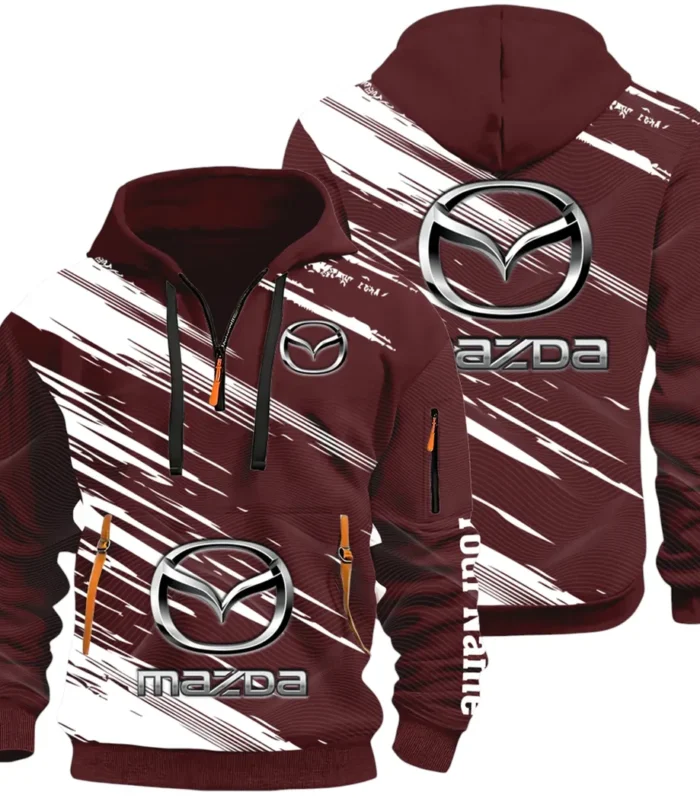 Sport Hatchback Hoodie Half Zip 3D, Classic Comfortable Hoodie Style CAR514 - Dark Red
