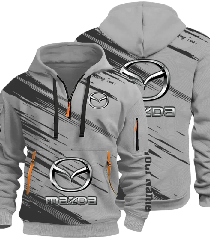 Sport Hatchback Hoodie Half Zip 3D, Classic Comfortable Hoodie Style CAR514 - Gray