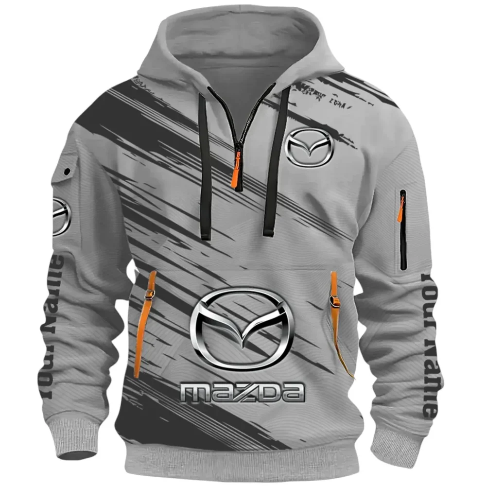 Sport Hatchback Hoodie Half Zip 3D, Classic Comfortable Hoodie Style CAR514 - Gray - Image 2