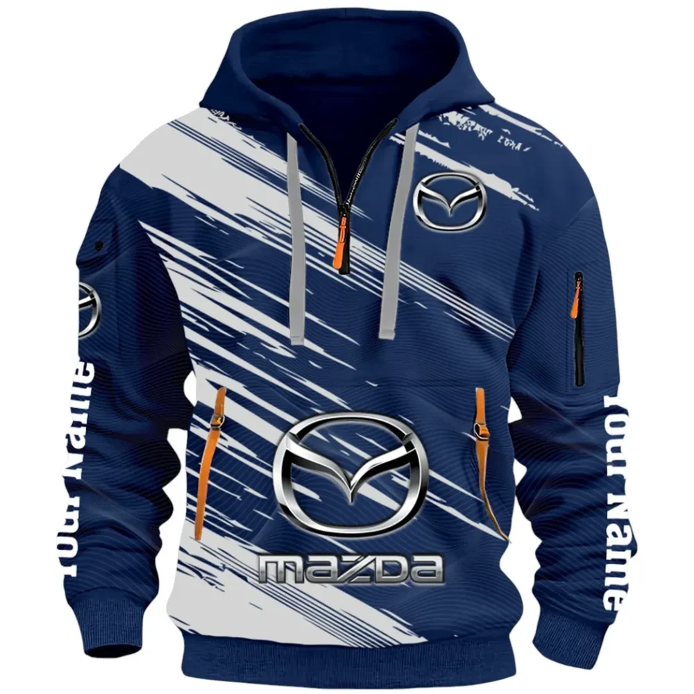 Sport Hatchback Hoodie Half Zip 3D, Classic Comfortable Hoodie Style CAR514 - Navy - Image 2