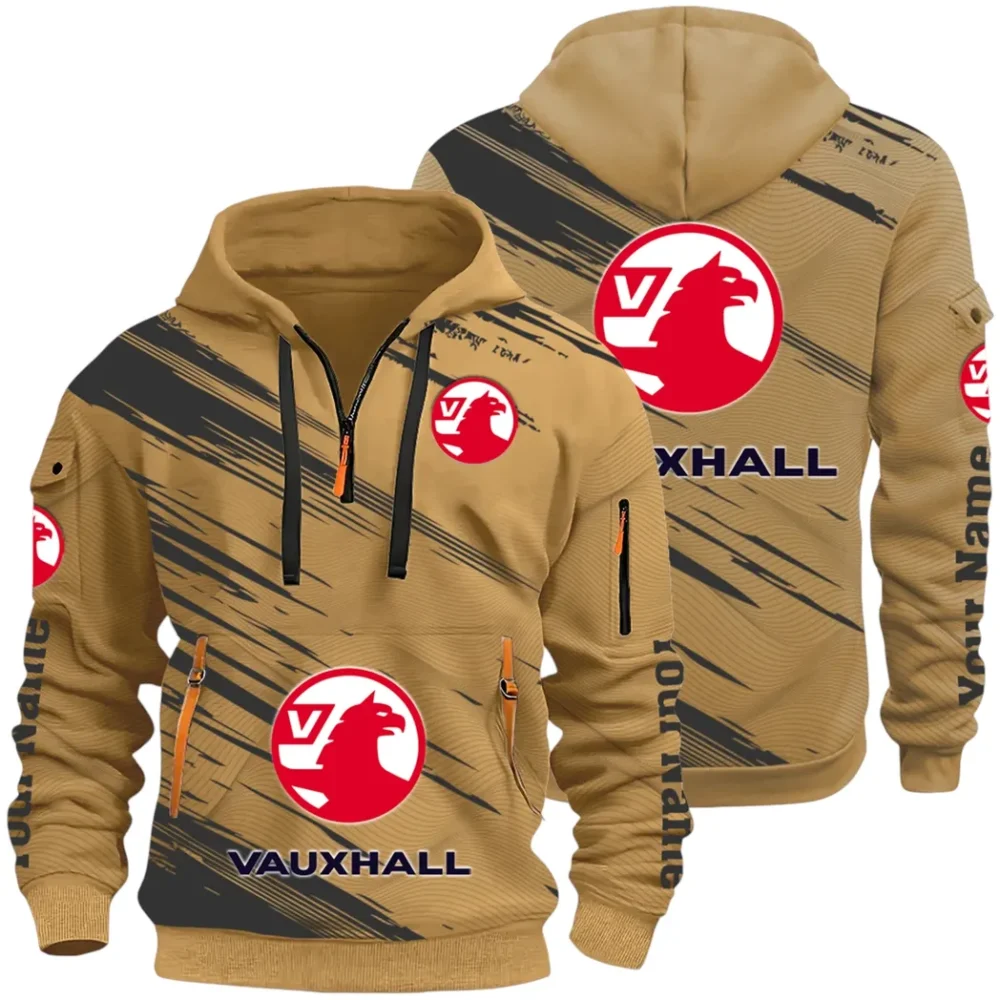 Everyday Auto Hoodie Half Zip 3D, Sporty & Casual Everyday Wear Hoodie CAR514 - Khaki