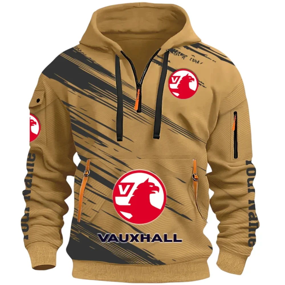 Everyday Auto Hoodie Half Zip 3D, Sporty & Casual Everyday Wear Hoodie CAR514 - Khaki - Image 2