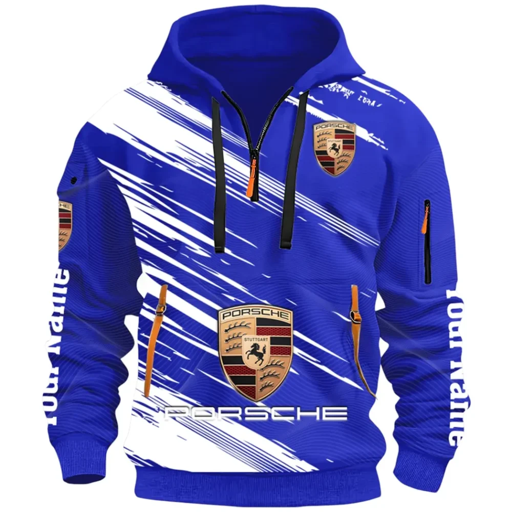 High-Speed Roadster Hoodie Half Zip 3D, Comfortable Everyday Hoodie CAR514 - Blue - Image 2