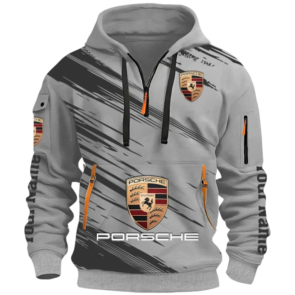 High-Speed Roadster Hoodie Half Zip 3D, Comfortable Everyday Hoodie CAR514 - Gray - Image 2