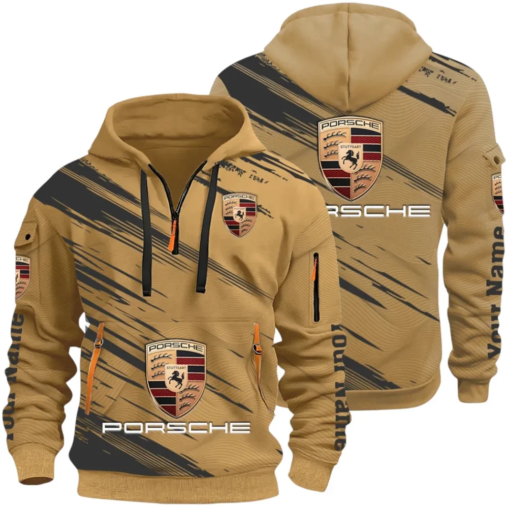 High-Speed Roadster Hoodie Half Zip 3D, Comfortable Everyday Hoodie CAR514 - Khaki