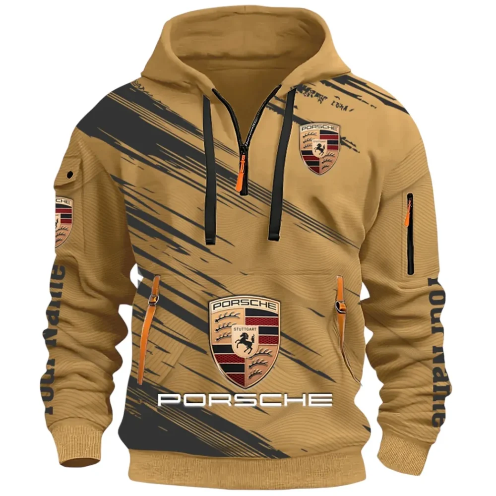 High-Speed Roadster Hoodie Half Zip 3D, Comfortable Everyday Hoodie CAR514 - Khaki - Image 2