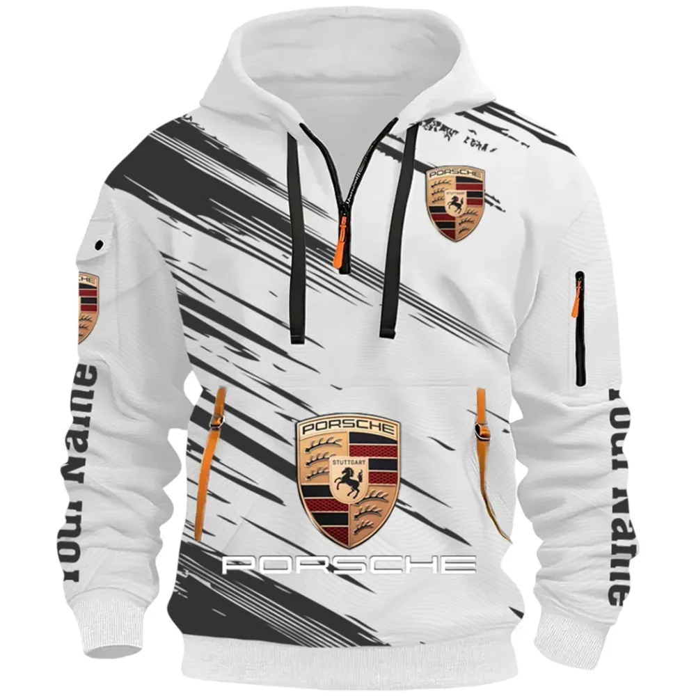 High-Speed Roadster Hoodie Half Zip 3D, Comfortable Everyday Hoodie CAR514 - White - Image 2