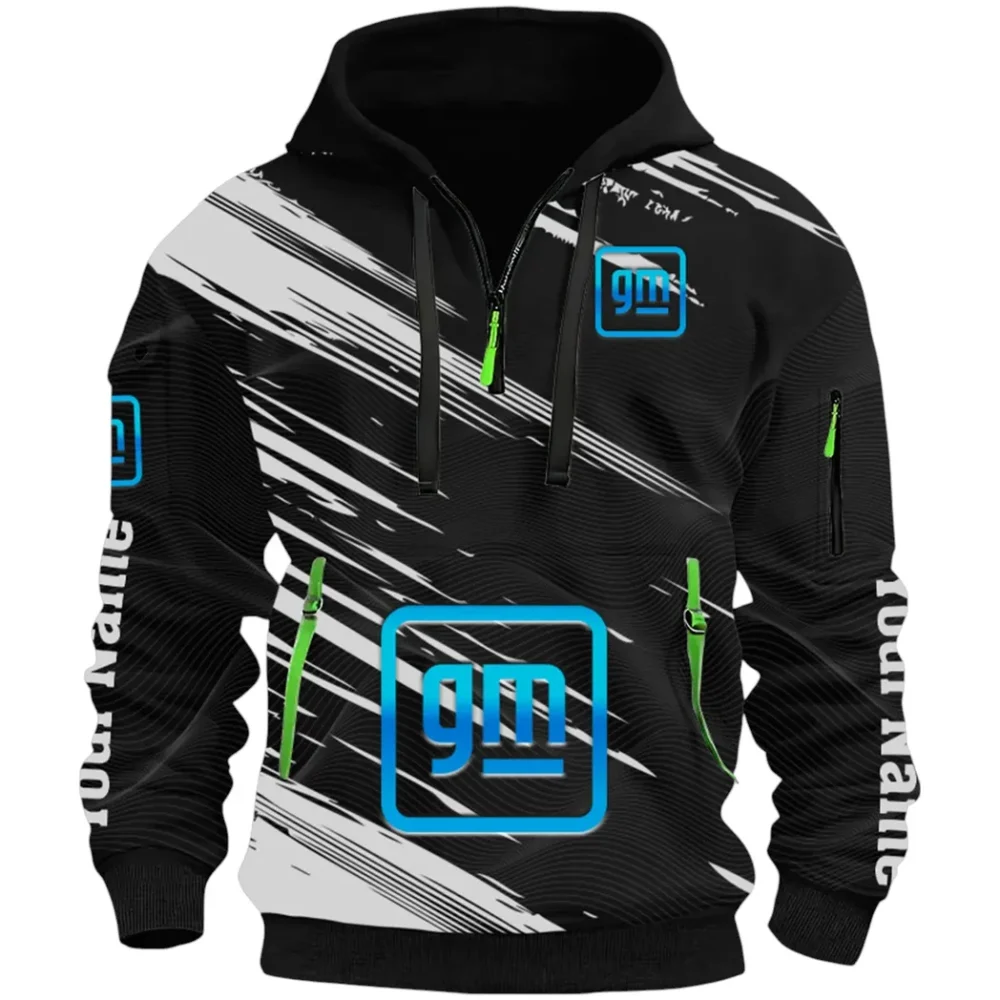 Car Manufacturer Hoodie Half Zip 3D, Streetwear Casual Look Outfit CAR514 - Black - Image 2