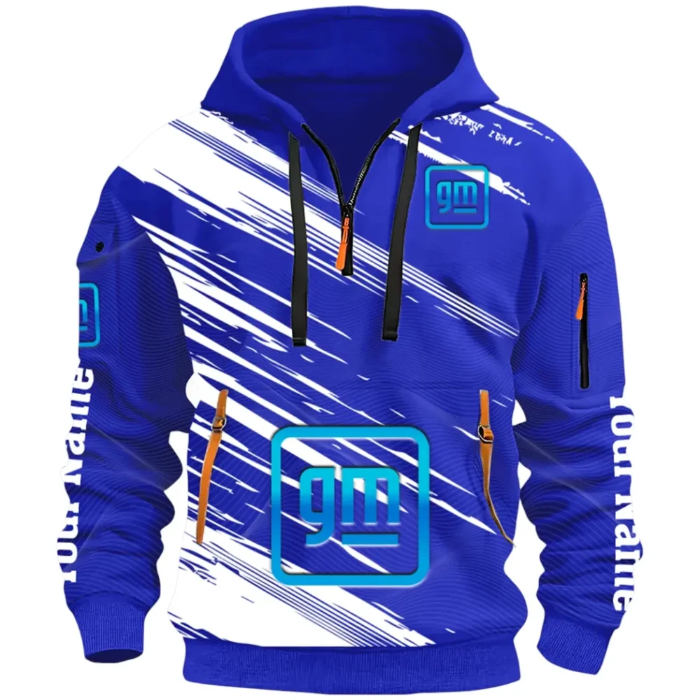 Car Manufacturer Hoodie Half Zip 3D, Streetwear Casual Look Outfit CAR514 - Blue - Image 2