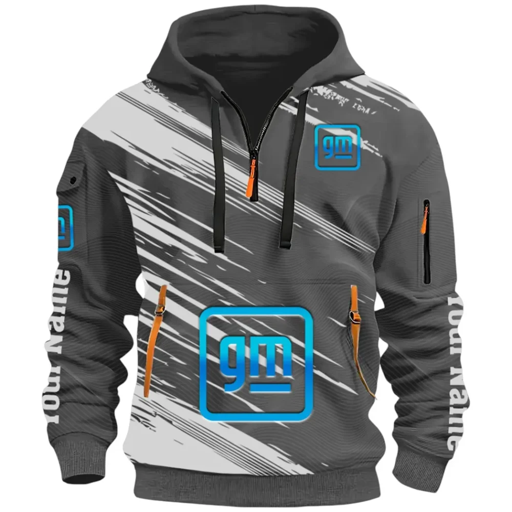 Car Manufacturer Hoodie Half Zip 3D, Streetwear Casual Look Outfit CAR514 - Dark Gray - Image 2