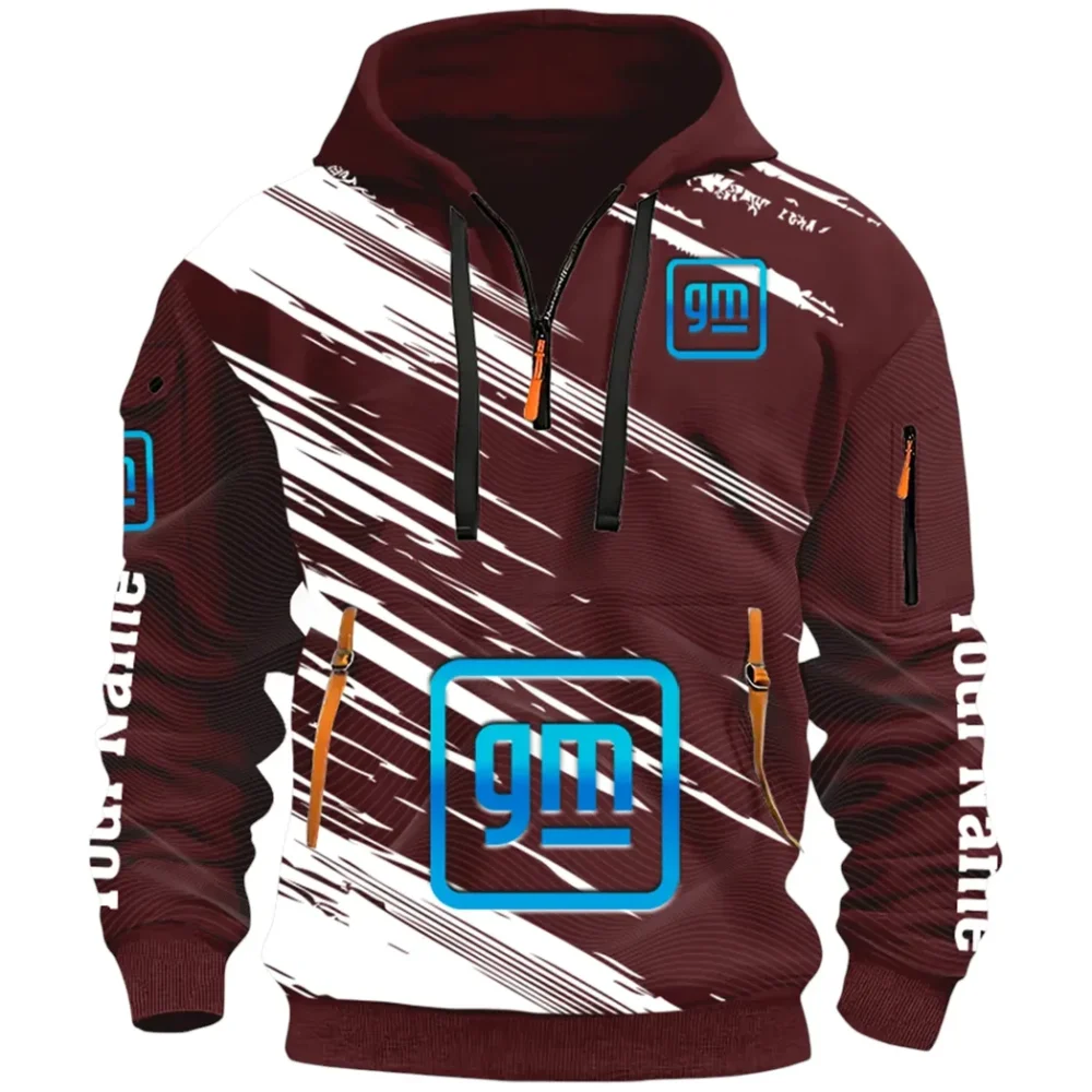 Car Manufacturer Hoodie Half Zip 3D, Streetwear Casual Look Outfit CAR514 - Dark Red - Image 2