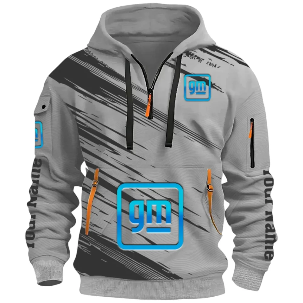 Car Manufacturer Hoodie Half Zip 3D, Streetwear Casual Look Outfit CAR514 - Gray - Image 2
