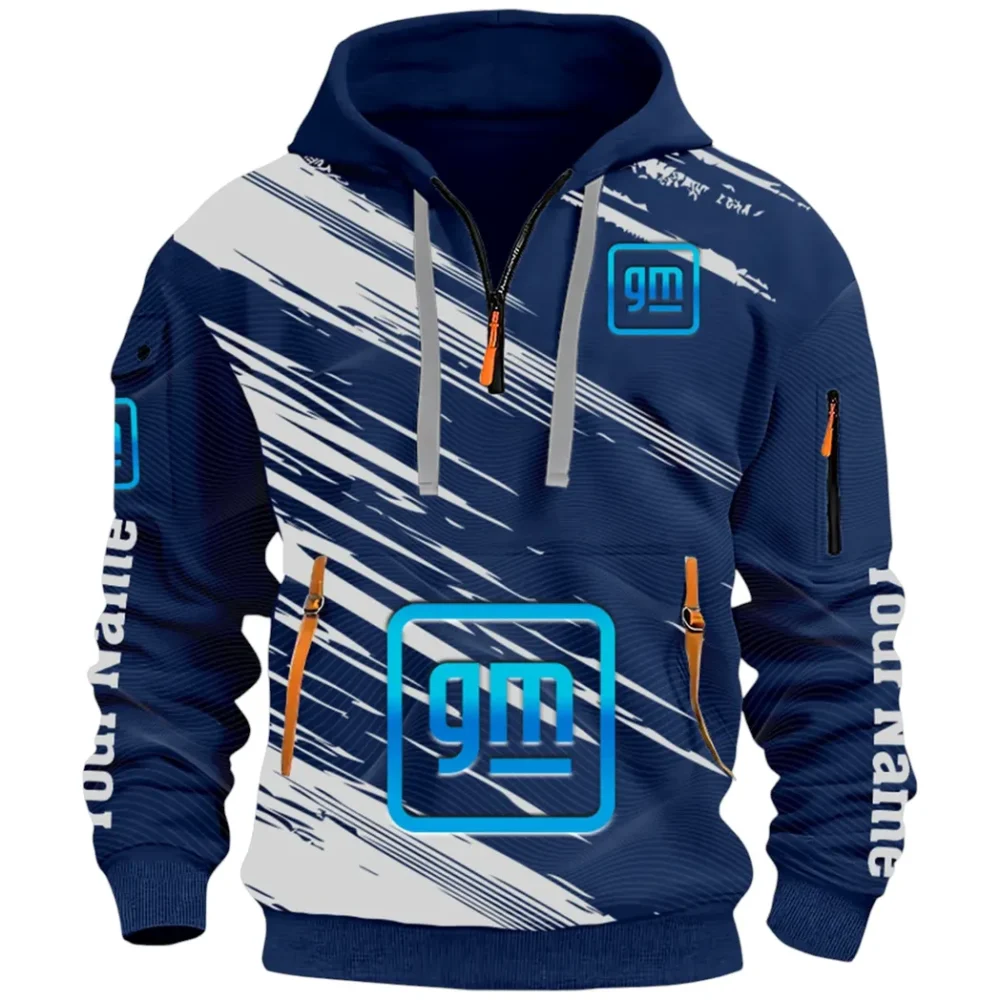 Car Manufacturer Hoodie Half Zip 3D, Streetwear Casual Look Outfit CAR514 - Navy - Image 2