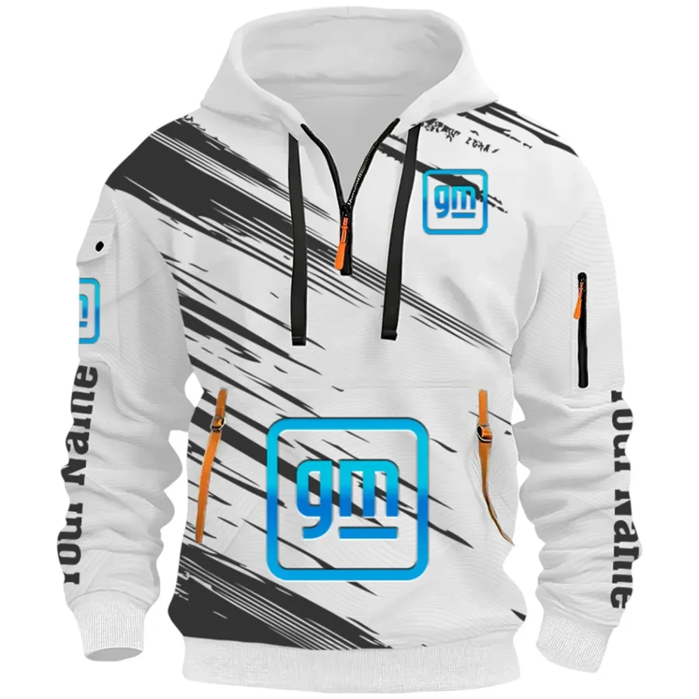 Car Manufacturer Hoodie Half Zip 3D, Streetwear Casual Look Outfit CAR514 - White - Image 2