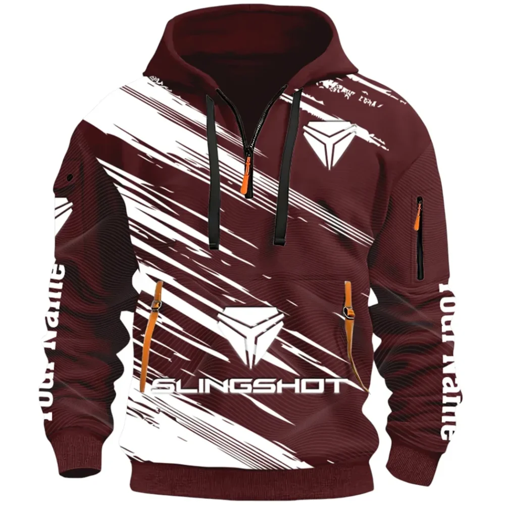 Active Fit Hoodie Half Zip 3D, Lightweight & Casual Comfort Hoodie CAR514 - Dark Red - Image 2
