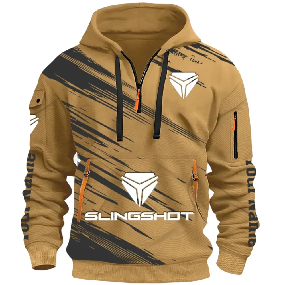 Active Fit Hoodie Half Zip 3D, Lightweight & Casual Comfort Hoodie CAR514 - Khaki - Image 2