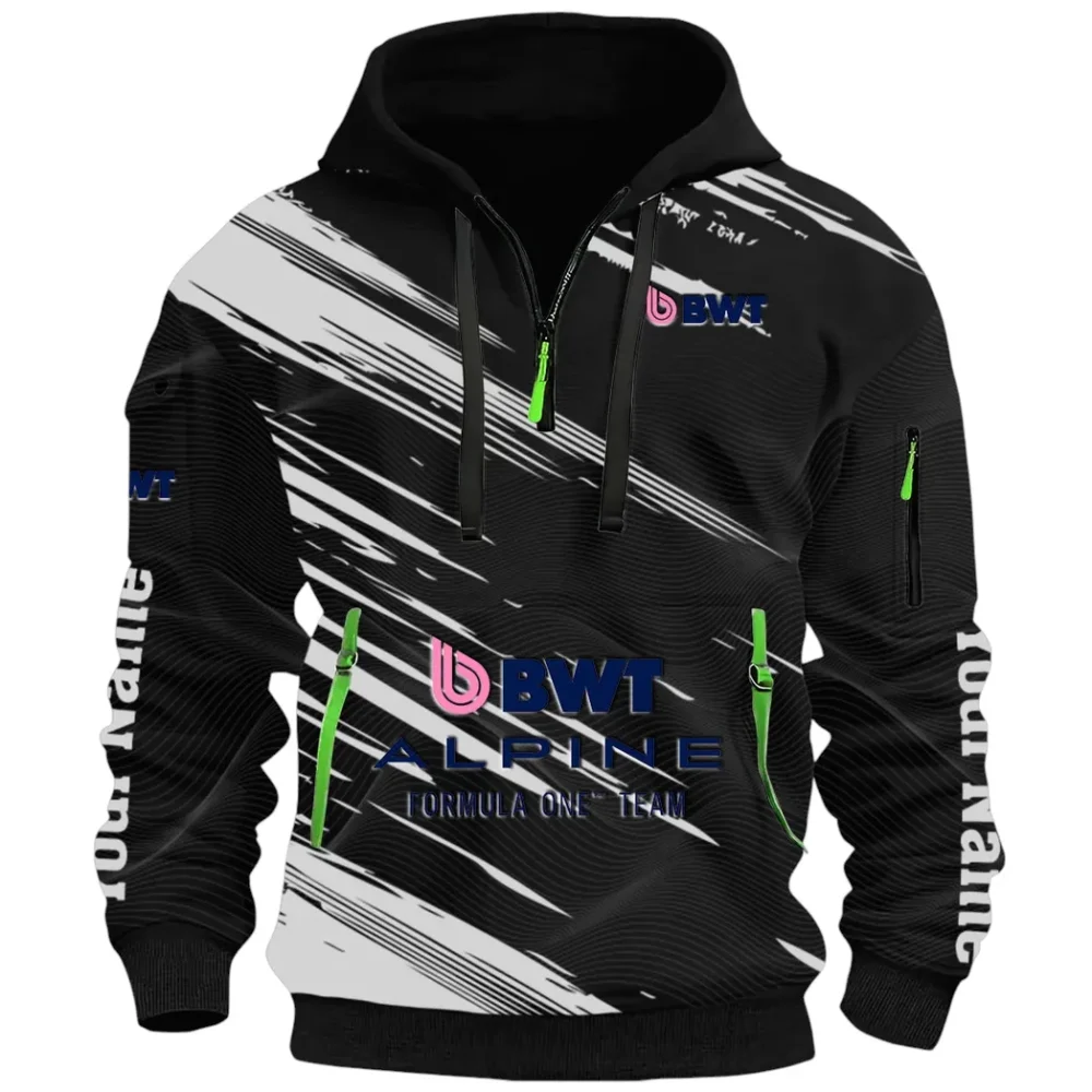 European Sports Car Hoodie Half Zip 3D, Rugged Casual Fit Hoodie CAR514 - Black - Image 2