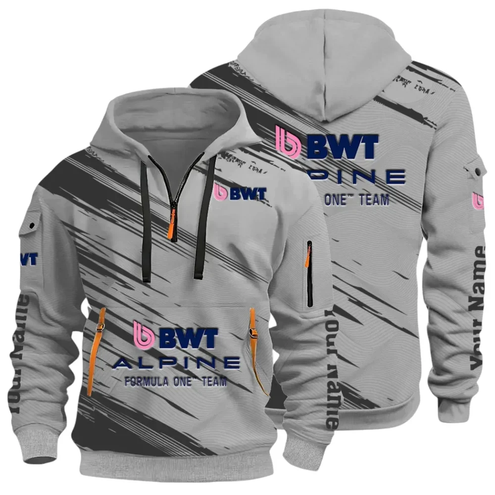 European Sports Car Hoodie Half Zip 3D, Rugged Casual Fit Hoodie CAR514 - Gray