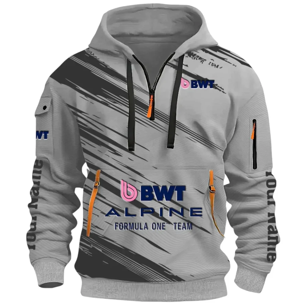 European Sports Car Hoodie Half Zip 3D, Rugged Casual Fit Hoodie CAR514 - Gray - Image 2